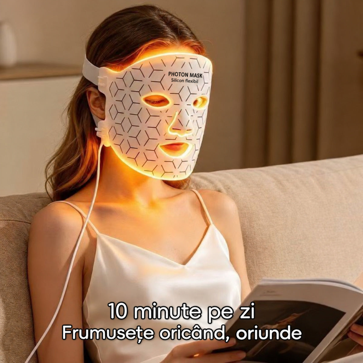 Mască LED pentru ședințe cosmetice de 10 minute