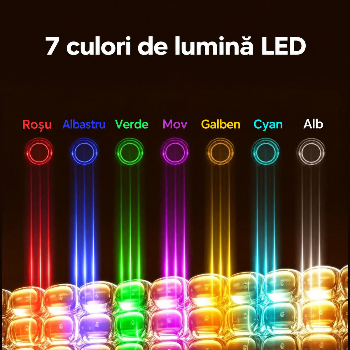 Cele 7 culori de lumină ale măștii LED