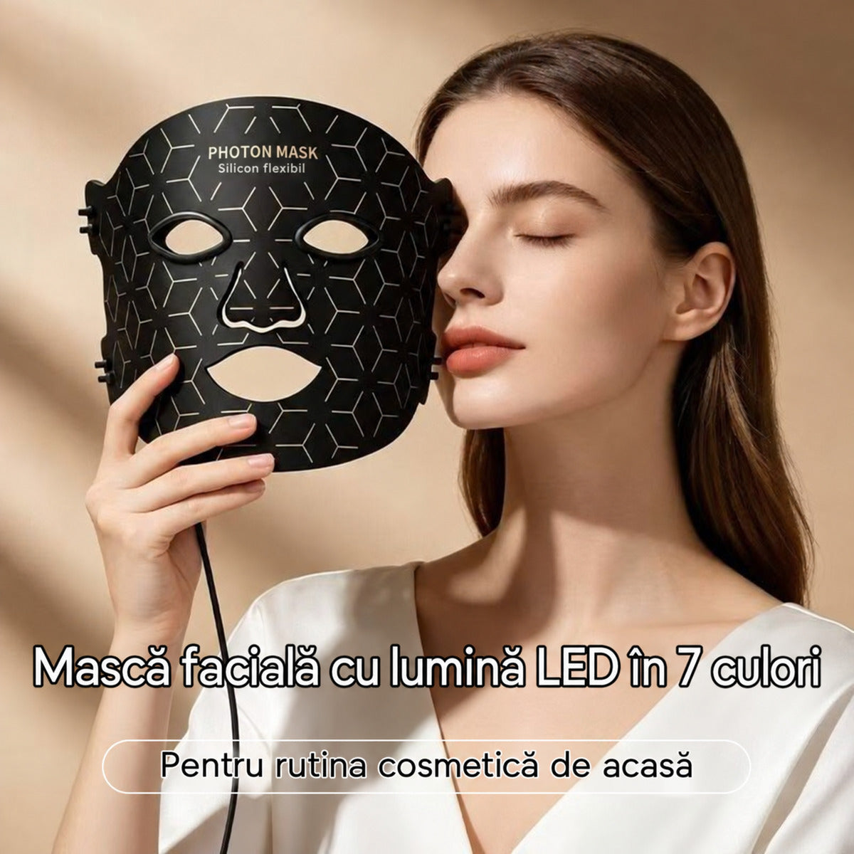 Mască facială LED în 7 culori pentru rutina cosmetică
