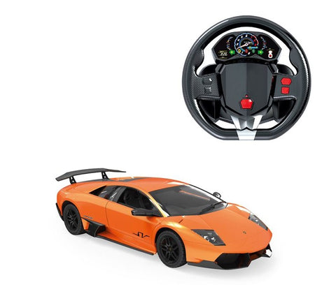 Vehicul cu Telecomanda Lamborgini Murcielago SV Portocaliu cu Lumina & Volan 1:24