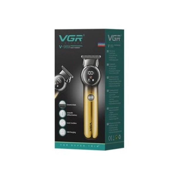 Mașină de tuns Pro VGR V-989 + 3 capete, 1,5 mm, 3 mm si 4,5 mm, fără fir, auriu