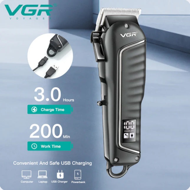 Mașină de tuns profesională, VGR V-683 , afișaj digital, accesorii incluse, încărcare USB – imagine 3