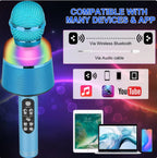 Microfon 2 în 1, Difuzor LED Recorder, Karaoke, USB, compatibil iOS și Android – imagine 9