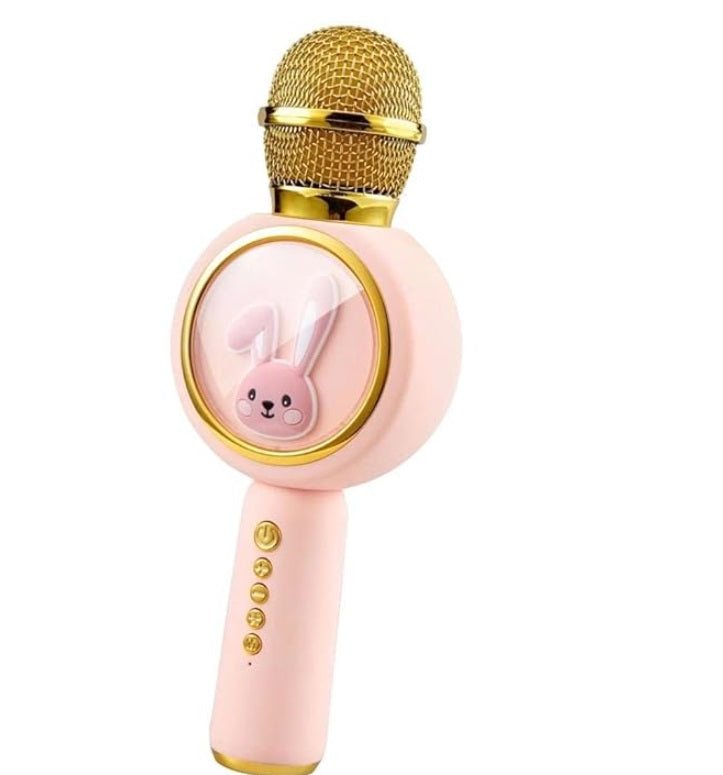 Microfon Karaoke cu Bluetooth, 4 efecte voce, card TF, Recorder, LED RGB, iepuraș – imagine 9