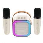 Microfon karaoke Smart copii și adulți, Wireless, 2 microfoane incluse, Bluetooth 5.3, Lumină RGB