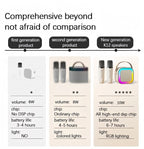 Microfon karaoke Smart copii și adulți, Wireless, 2 microfoane incluse, Bluetooth 5.3, Lumină RGB