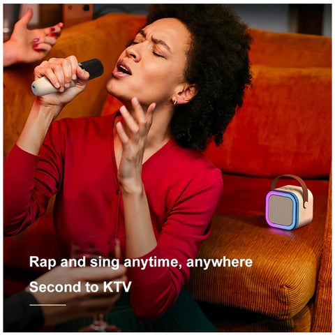 Microfon karaoke Smart copii și adulți, Wireless, 2 microfoane incluse, Bluetooth 5.3, Lumină RGB