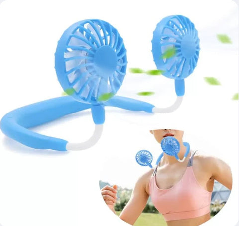 Mini ventilator dublu pentru gât – varianta albastră