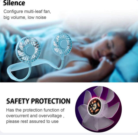 Mini ventilator dublu pentru gât – varianta albastră