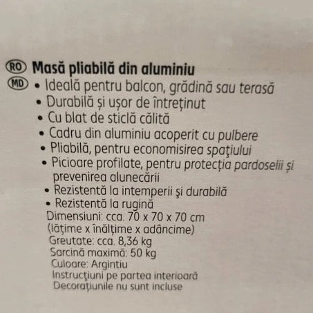 Masă pliabilă din Aluminiu  pentru camping, picnic, terasă, 70 x 70 x 70 cm – imagine 6