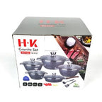 Set oale H.k din ceramica-granit, 16 piese, dimensiuni diametru 32cm, 28cm, 24cm, 20cm + o tigaie de 28cm diametru