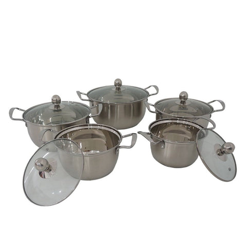 Set oale inox cu capac sticlă , 10 piese