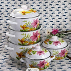 🍵Set de gătit 10 piese, Fabiana, Vanora Home, oțel carbon, emailat și sticlă, 1l,2l,3l,4l,5l