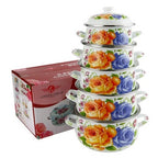 🍵Set de gătit 10 piese, Fabiana, Vanora Home, oțel carbon, emailat și sticlă, 1l,2l,3l,4l,5l