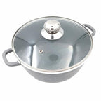 Oală antiaderentă cu capac din sticla, strat de ceramică-granit, 20 cm, 2.2L