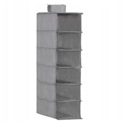 Organizator dulap, 6 compartimente, textil, cu rafturi pentru depozitare, 120 x 30 x 30 cm, negru – imagine 6