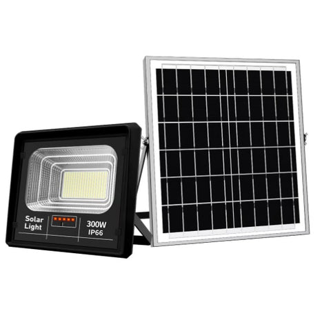 Proiector solar puternic JORTAN de 300W, 252 LED-uri SMD, panou solar si telecomanda, IP66