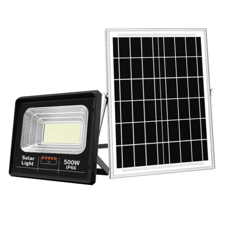 Proiector solar puternic JORTAN de 500W, 400 LED-uri SMD, panou solar si telecomanda, IP66