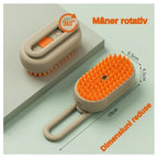 Perie cu abur,  Pentru animale de companie, 3 in 1 Dozator incorporat cu pulverizare, Elimina parului cazut, Peri din Silicon Moi, Efect de Masaj, Stimuleaza Circulatia Sanguina, Reincarcabila prin USB, Bej