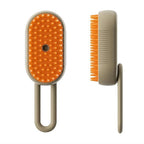 Perie cu abur,  Pentru animale de companie, 3 in 1 Dozator incorporat cu pulverizare, Elimina parului cazut, Peri din Silicon Moi, Efect de Masaj, Stimuleaza Circulatia Sanguina, Reincarcabila prin USB, Bej