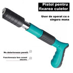 Kit Pistol Manual Pentru Fixarea Cuielor Pe Perete / Nituri, Lungime 30 cm, Calibru 7.3 cm, Pneumatic, Accesorii, Ochelari De Protectie, Cutie Transport, Albastru