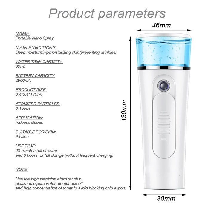 Rezervor pulverizator facial portabil