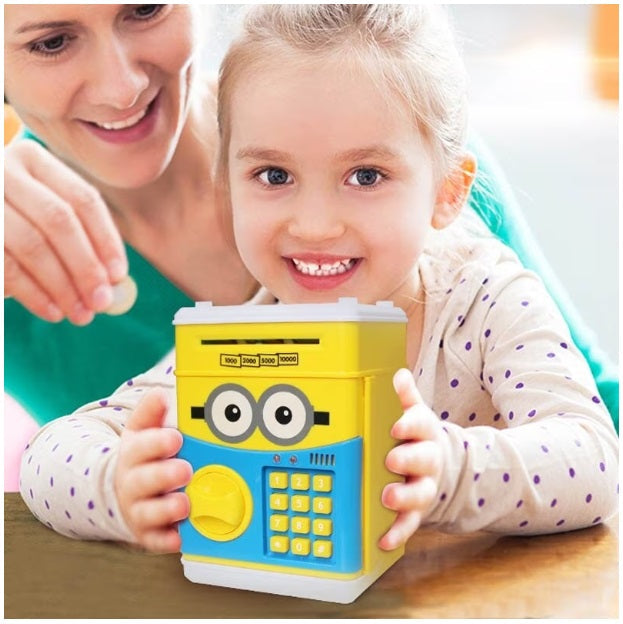 Pușculiță interactivă pentru copii, tip ATM cu cod PIN, model Minion – imagine 4