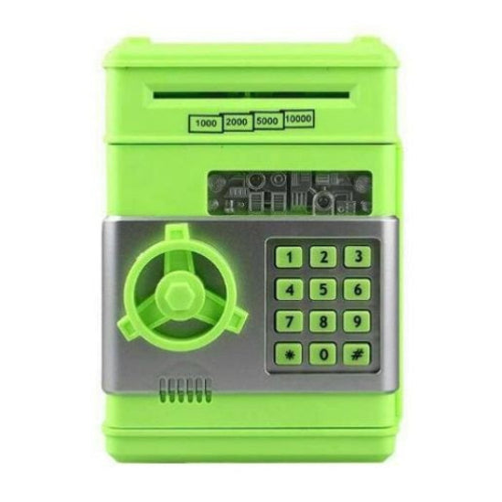 Pusculiță ATM tip Seif, deschidere cu PIN, sunete și lumină, 19x13x13 cm Verde