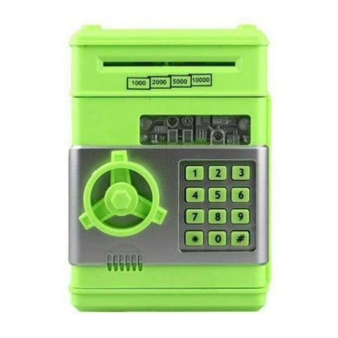 Pusculiță ATM tip Seif, deschidere cu PIN, sunete și lumină, 19x13x13 cm Verde