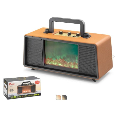 Boxă portabilă Bluetooth cu radio FM FEPE FP391S, sunet clar și de calitate excelentă, USB, TF, AUX, încărcare solară, efect flacără RGB decorativ