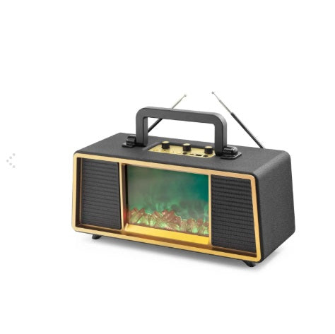 Boxă portabilă Bluetooth cu radio FM FEPE FP391S, sunet clar și de calitate excelentă, USB, TF, AUX, încărcare solară, efect flacără RGB decorativ