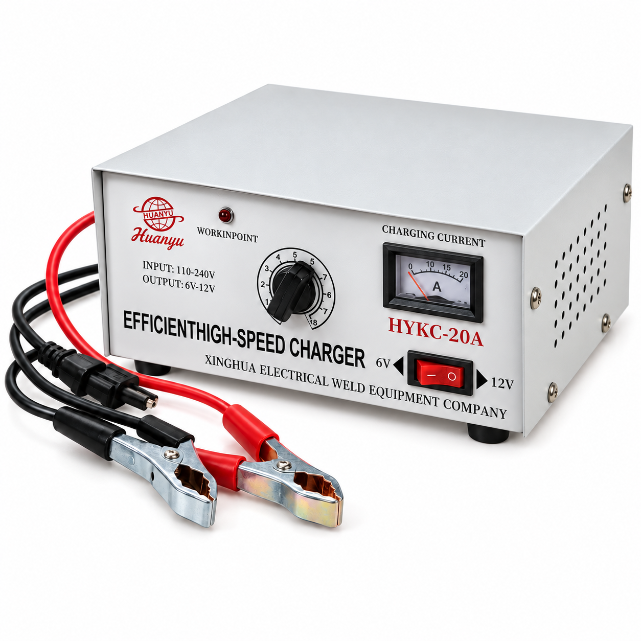 Redresor auto HYKC-20A 6/12 V cu ampermetru și clești