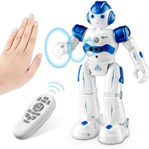 Jucarie Robot Smart Interactiv, Control Telecomanda, Programabil, Inteligent, Muzica, Danseaza, Inregistrare, Merge, Lumini LED, Sunete, Ideala Pentru Copii, Alb