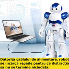 Jucarie Robot Smart Interactiv, Control Telecomanda, Programabil, Inteligent, Muzica, Danseaza, Inregistrare, Merge, Lumini LED, Sunete, Ideala Pentru Copii, Alb