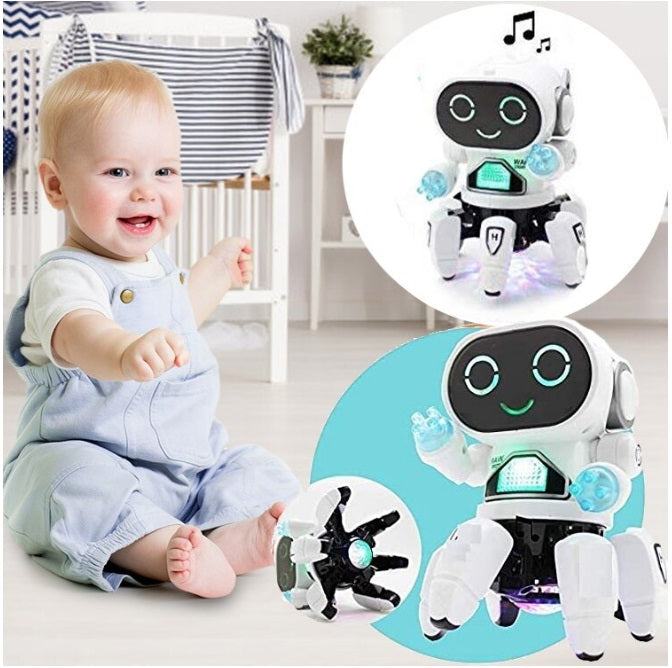 Robot interactiv pentru copii cu led, Alb, 17.5 cm (Y452 + 4 x B17) Y452Z