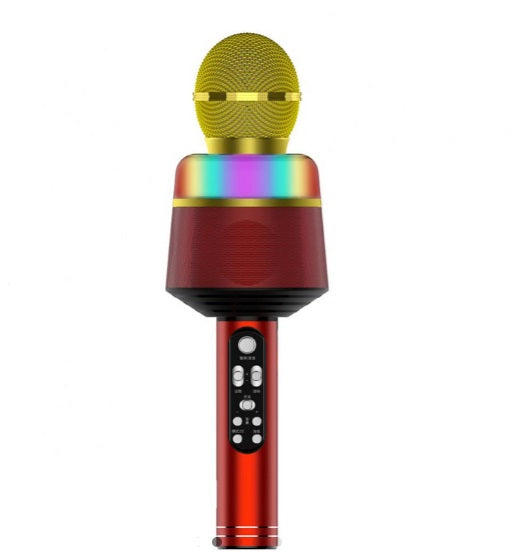 Microfon 5 in 1, Difuzor cu funcție de lumină LED Recorder, Microfon Karaoke, Cadou pentru copii