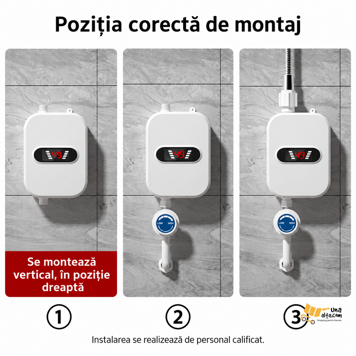 Poziția verticală de montaj a încălzitorului, imagine ilustrativă