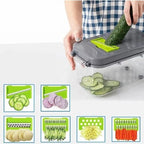 Răzătoare multifuncțională pentru fructe și legume, 22 piese, lame din oțel inoxidabil