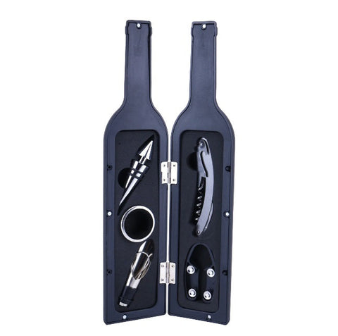 Set pentru vin în cutie tip sticlă, 5 accesorii, culoare lila – imagine 1