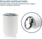 Set 6 accesorii pentru baie, dispenser săpun lichid, suport periuțe de dinți, săpunieră, pahar, perie toaletă cu suport, coș de gunoi, plastic