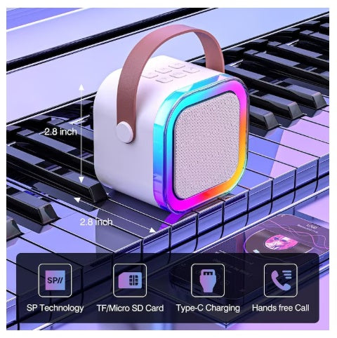 Set Karaoke cu 2 Microfoane, Boxa Portabila Bluetooth USB, Iluminare RGB cu 5 Moduri, Baterie Reincarcabila, 6 W RAE