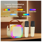 Set Karaoke cu 2 Microfoane, Boxa Portabila Bluetooth USB, Iluminare RGB cu 5 Moduri, Baterie Reincarcabila, 6 W RAE