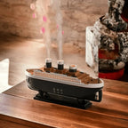 Umidificator de aer Ocean Mist Ship, vapori reci, LED, telecomandă și 12 uleiuri esențiale