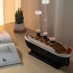 Umidificator de aer Ocean Mist Ship, vapori reci, LED, telecomandă și 12 uleiuri esențiale