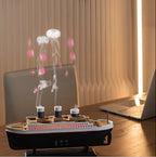 Umidificator de aer Ocean Mist Ship, vapori reci, LED, telecomandă și 12 uleiuri esențiale