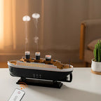 Umidificator de aer Ocean Mist Ship, vapori reci, LED, telecomandă și 12 uleiuri esențiale
