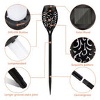 Set 2 x lampa cu incarcare solara de gradina, tip torta, efect de flacara, buton ON/OFF 18-15 K