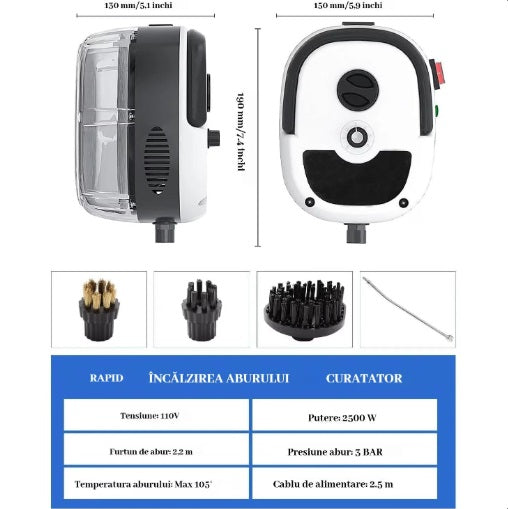 Aparat de curatat cu abur portabil, capacitate mare