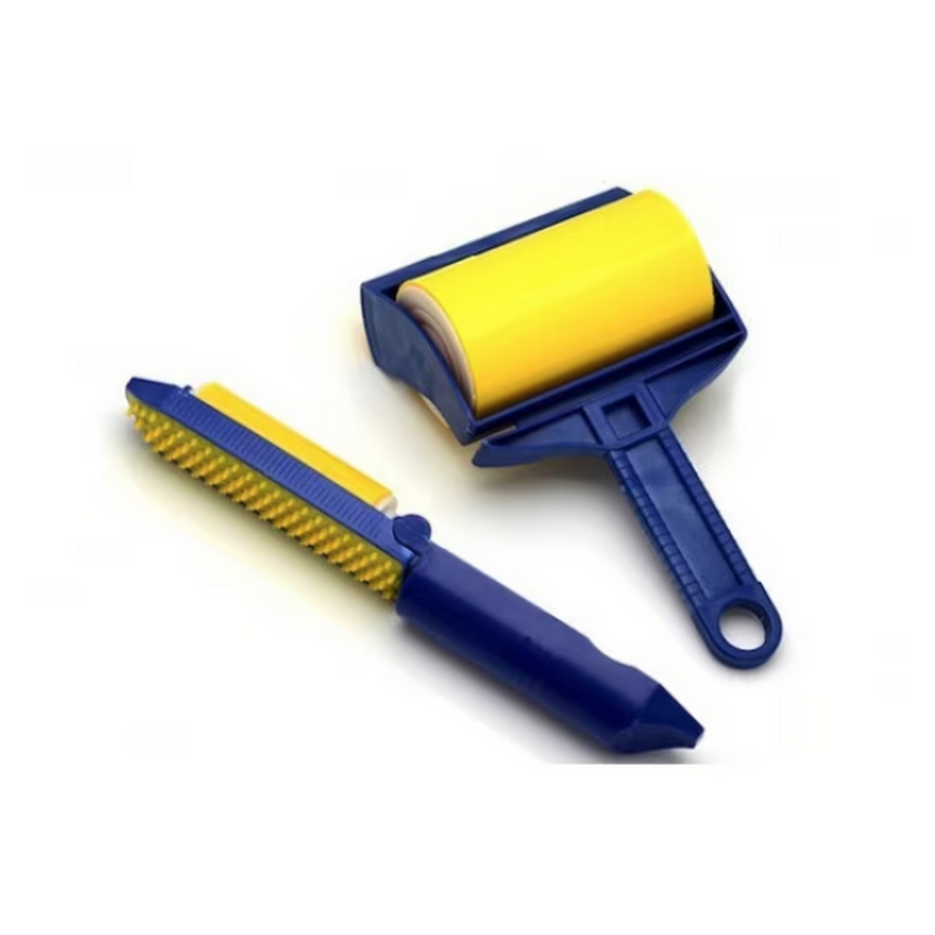 Set 2 role reutilizabile Sticky Buddy pentru scame, praf și păr de animale, cu peri din cauciuc
