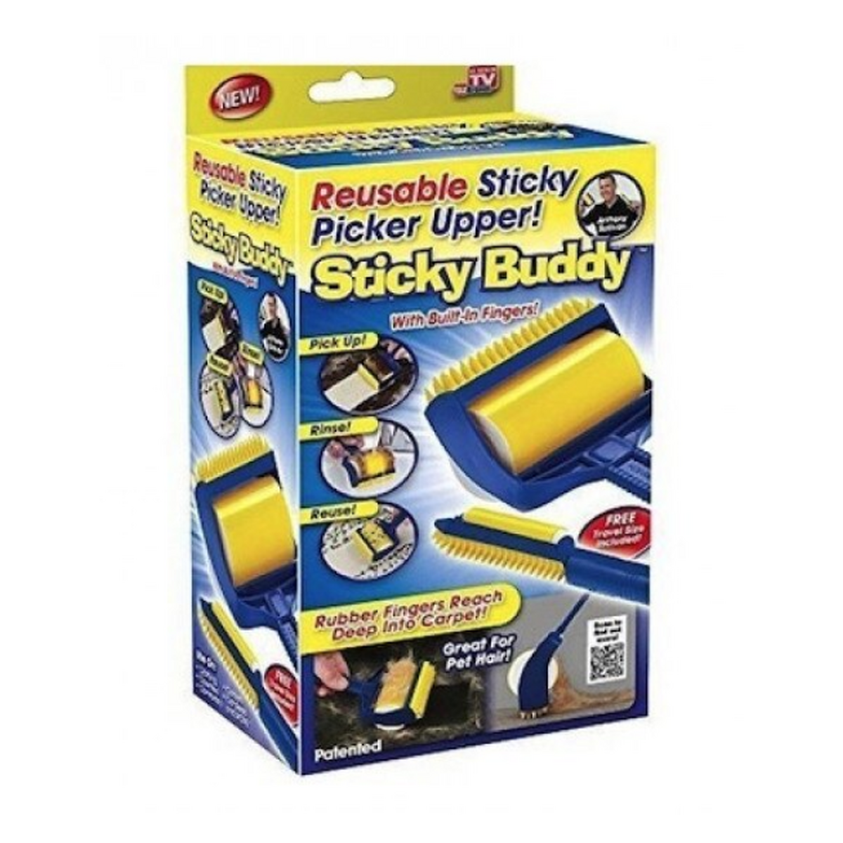 Set 2 role reutilizabile Sticky Buddy pentru scame, praf și păr de animale, cu peri din cauciuc